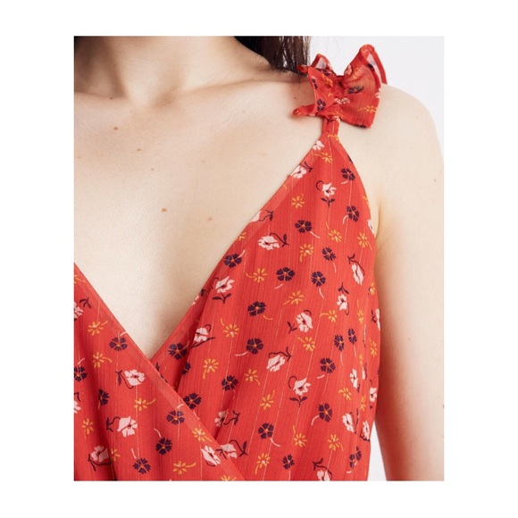 Madewell Prairie Posies Metallic Ruffle Wrap Dress - Picture 3 of 7